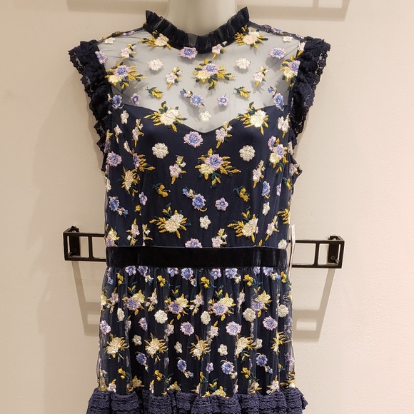 Aqua Embroidered Maxi Dress Ball Gown Size S NWT - Picture 6 of 8